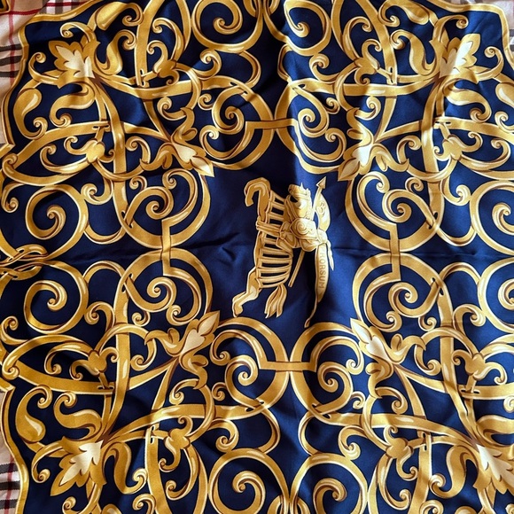 Burberry Scarf Prorsum Silk Y2K Nova Check Plaid Horseman Burberrys 34” Square - Picture 6 of 8